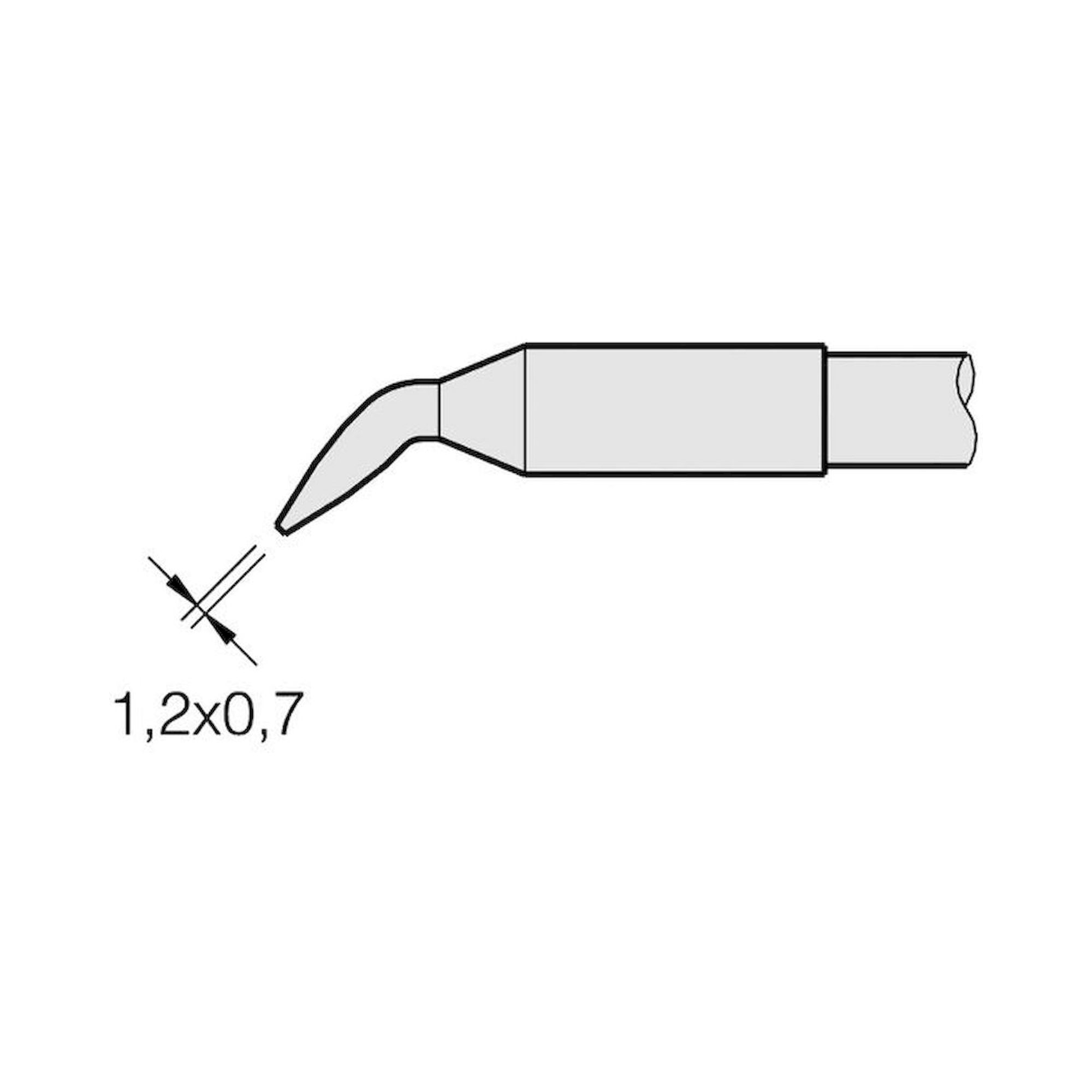 JBC C130404. Soldering tip chisel-shaped, curved, 1.2x0.7 mm, C130404