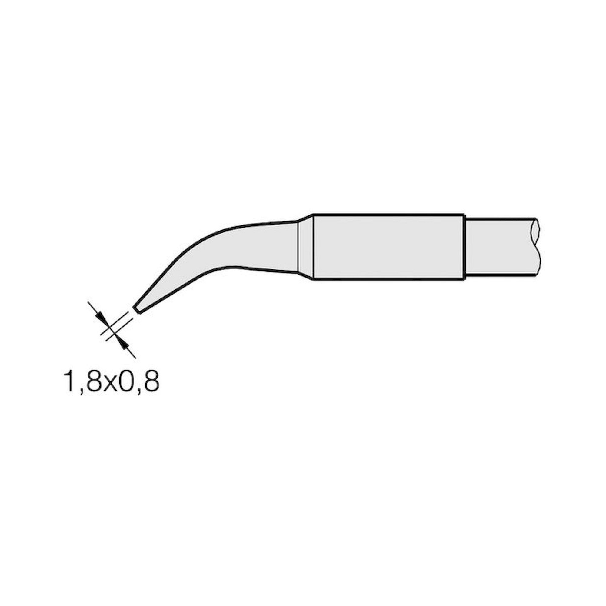JBC C130405. Chisel-shaped soldering tip, curved, 1.8x0.8 mm, C130405