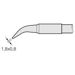 JBC C130405. Chisel-shaped soldering tip, curved, 1.8x0.8 mm, C130405