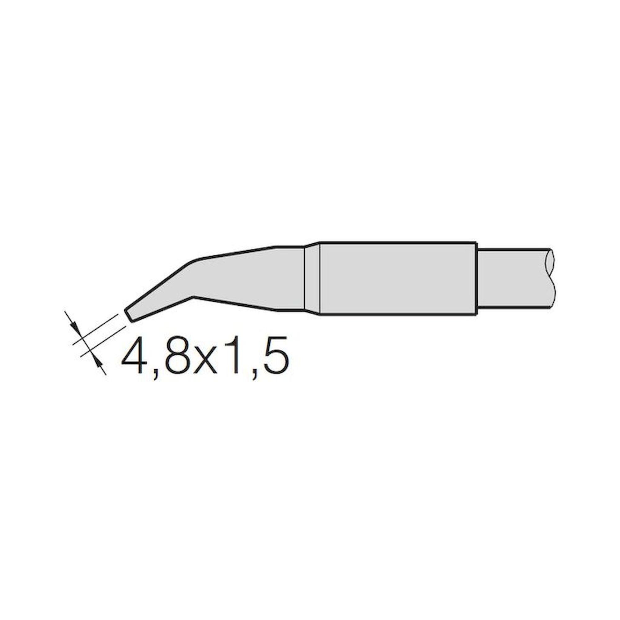 JBC C130419. soldering tip chisel-shaped, curved, 4.8x1.5 mm, C130419