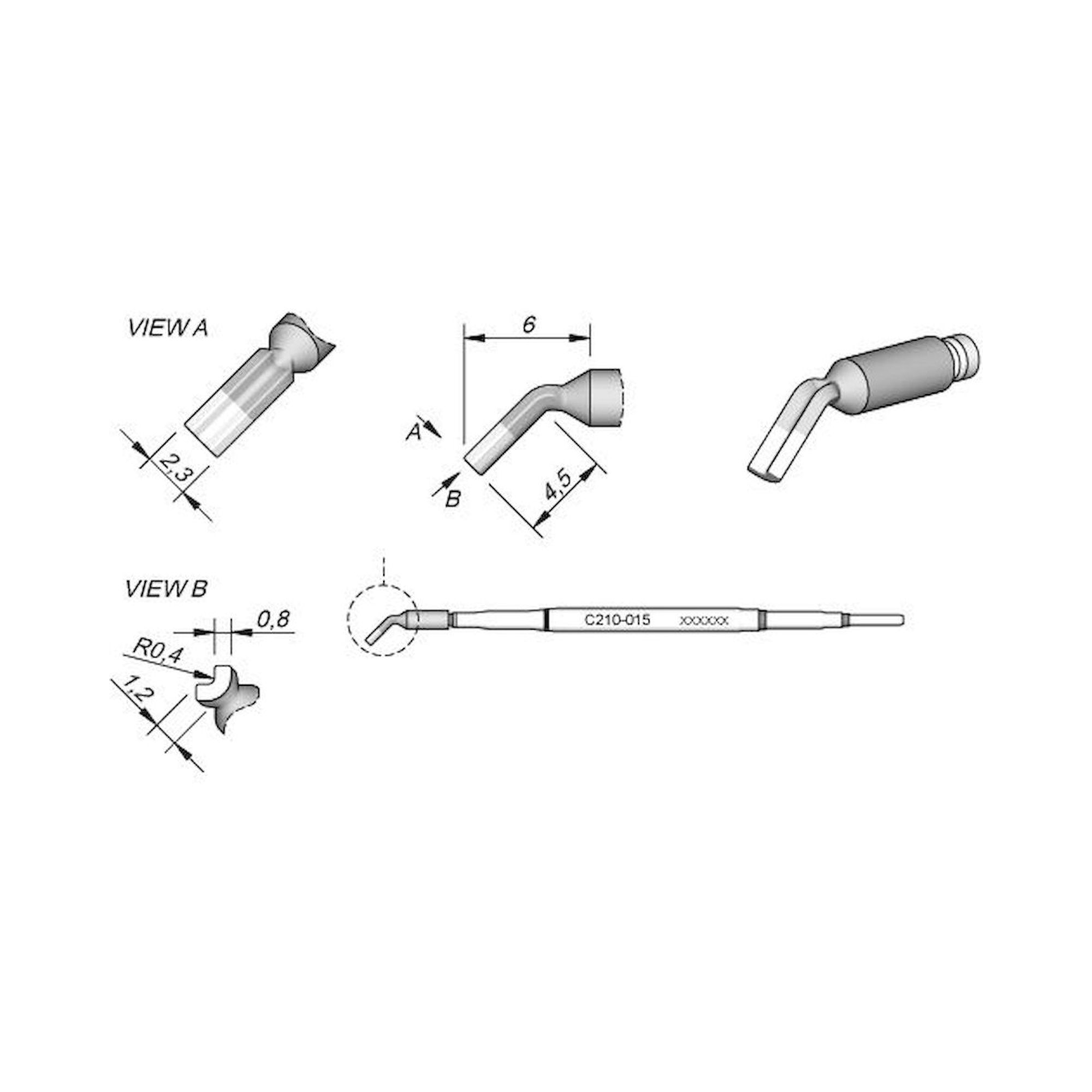 JBC C210015. Lötspitze für T210-A/T210-NA, Sonderform, C210015