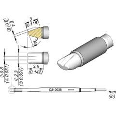 JBC C210038. Soldering tip barrell, diameter 0,8 mm, C210038