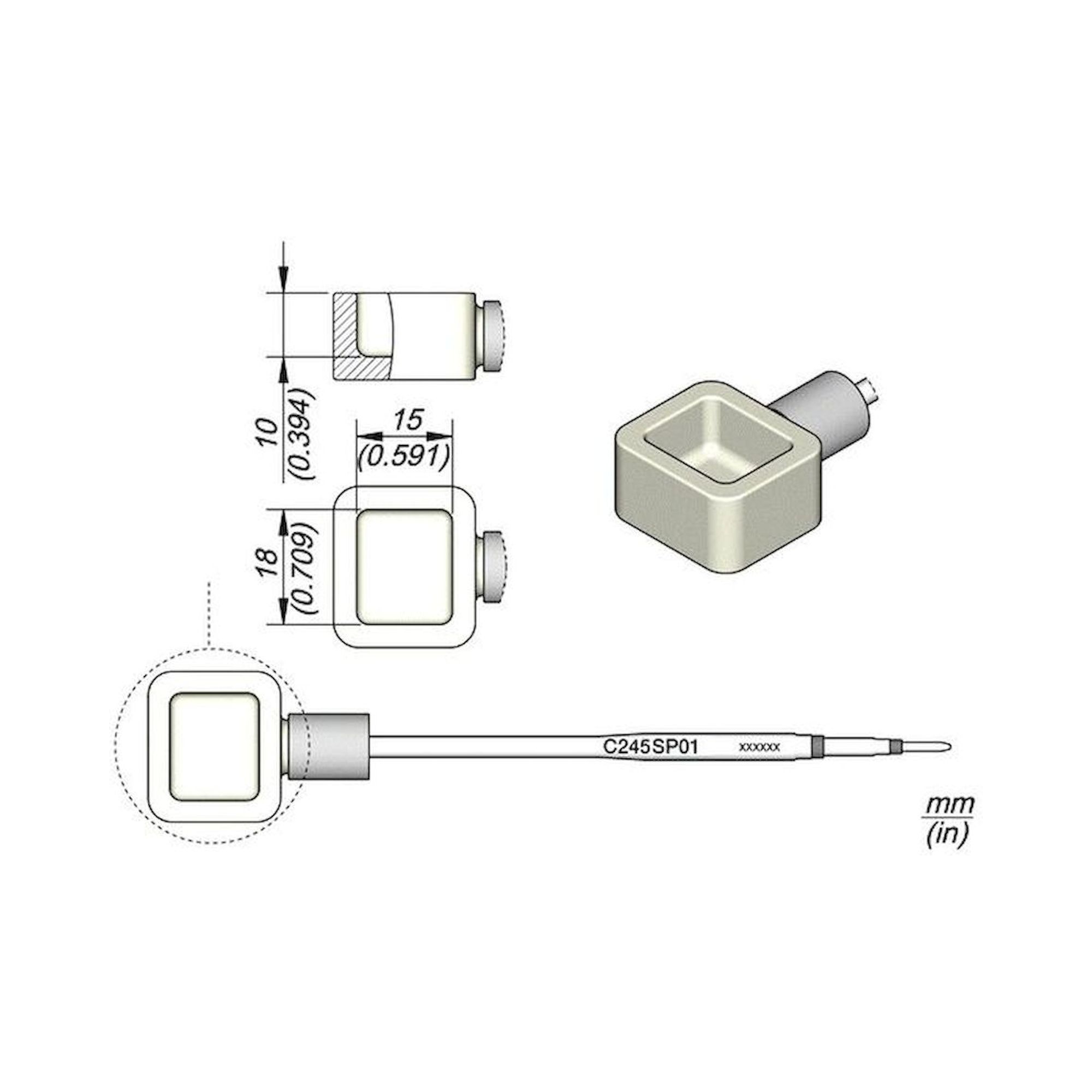 JBC C245-SP01. JBC solder bath tip C245-SP01 for T245