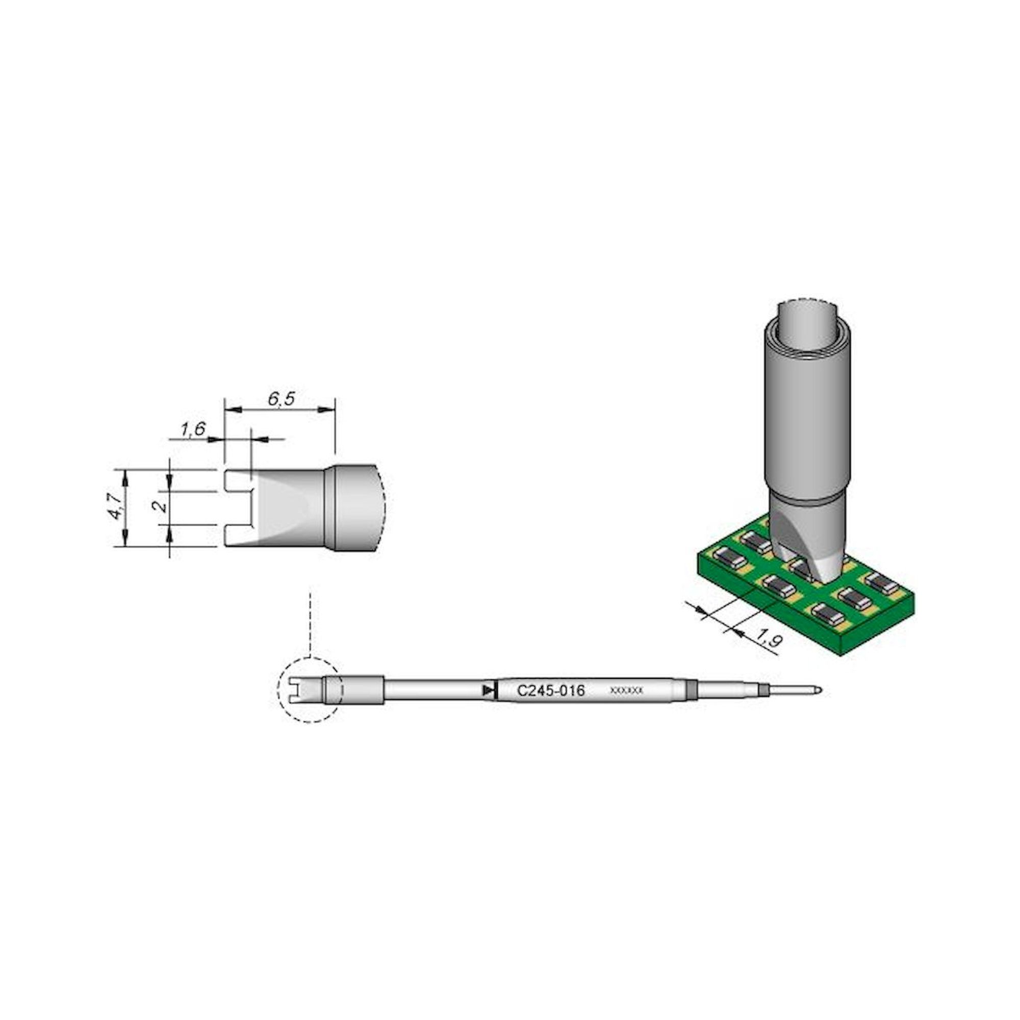 JBC C245016. Desoldering tip chip 1,9 mm, C245016