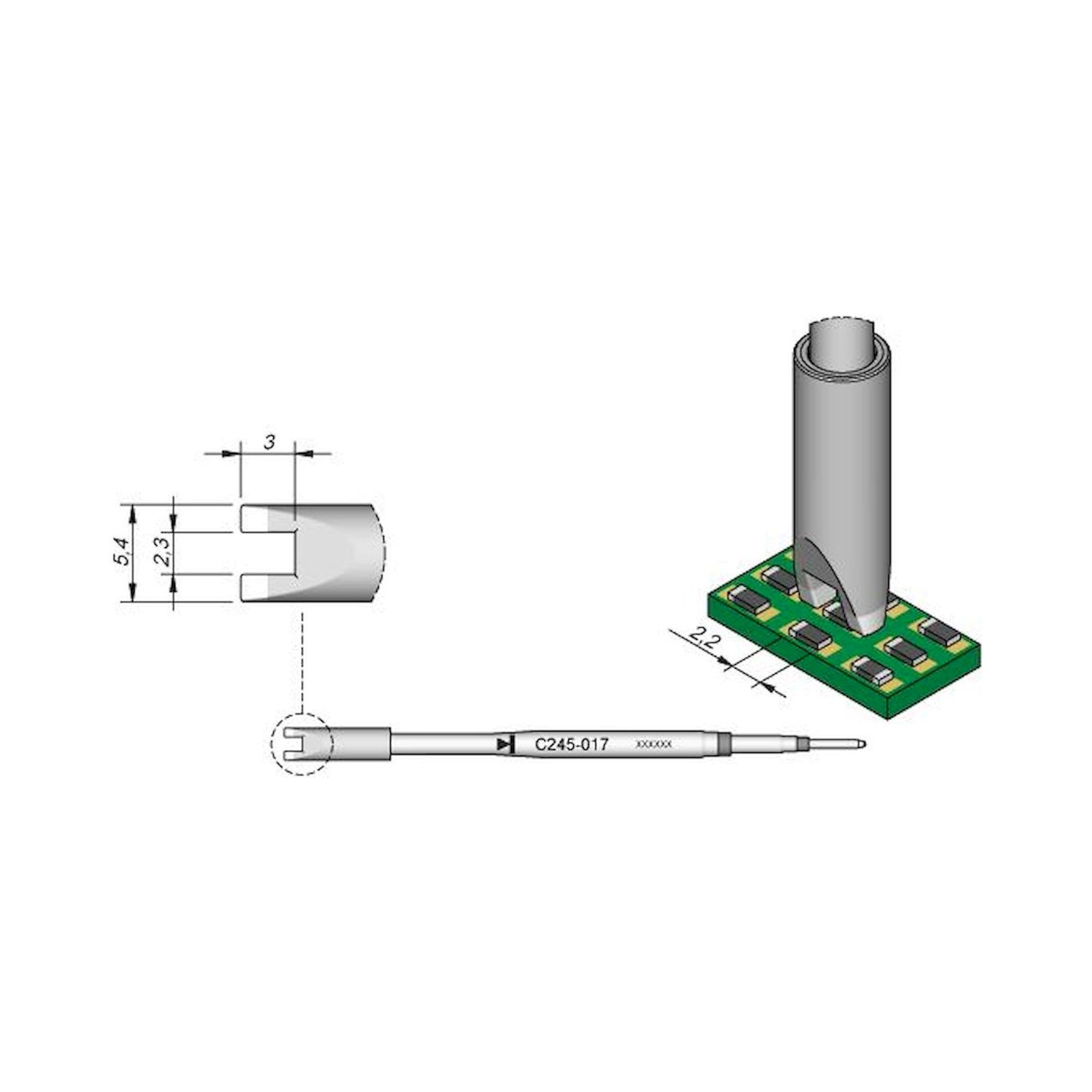 JBC C245017. Desoldering tip chip 2,2 mm, C245017