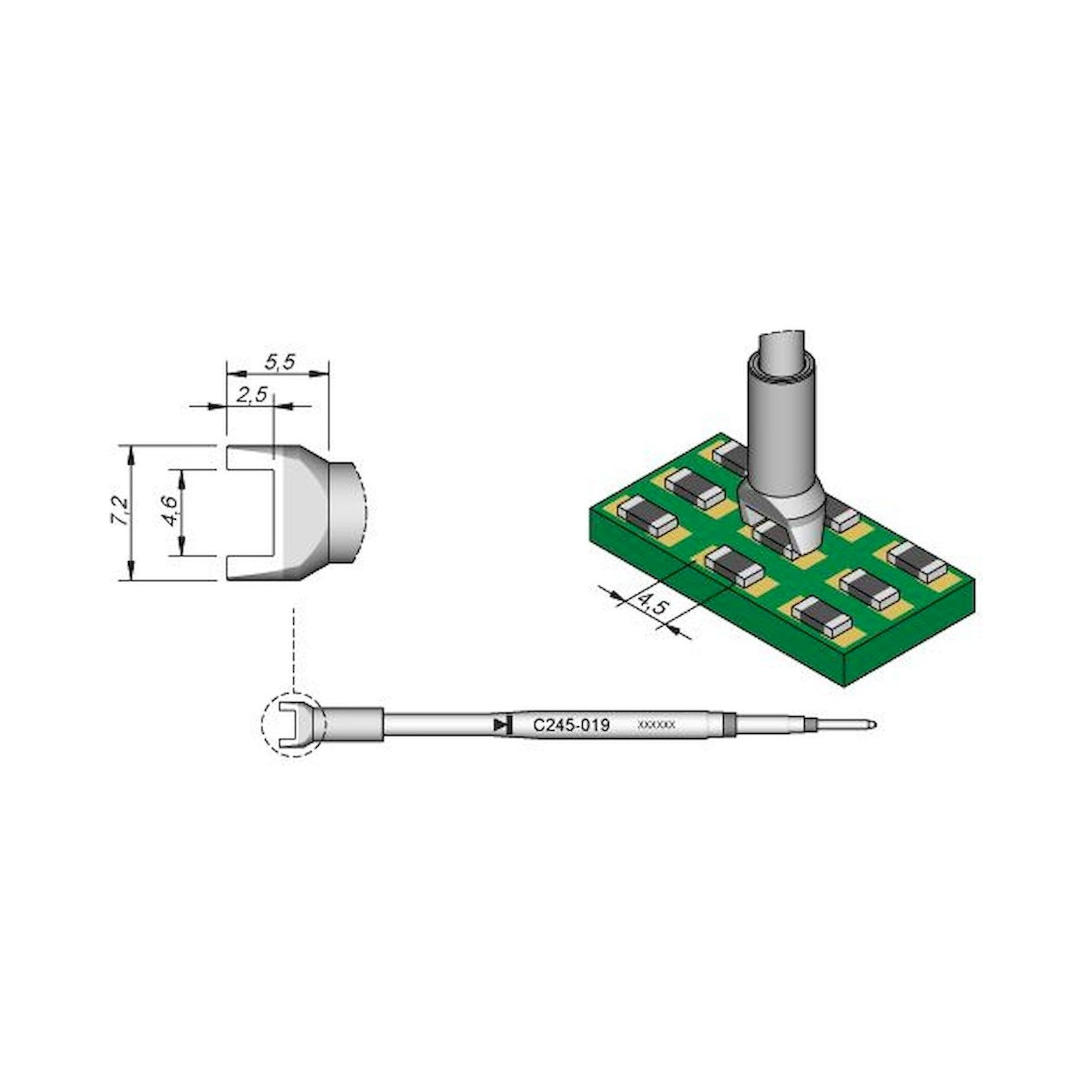 JBC C245019. Desoldering tip chip 4,5 mm, C245019