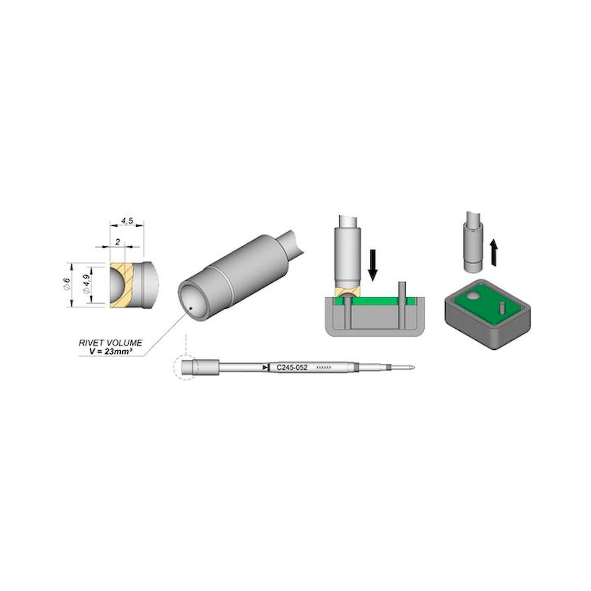 JBC C245052. Special soldering tips, for soldering iron T245, C245052