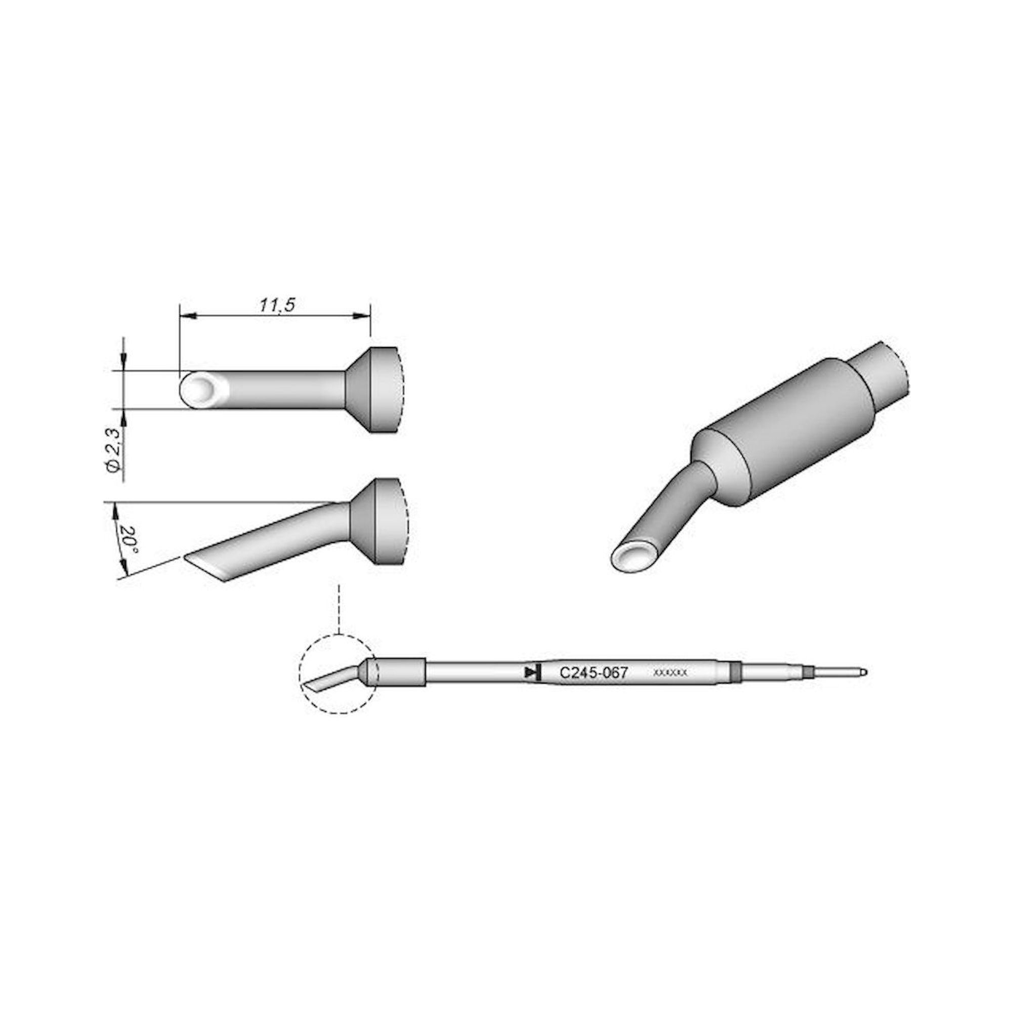 JBC C245067. Soldering tip spoon shaped, D: 2,3 mm, C245067