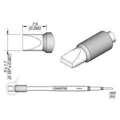 JBC C245070E. Soldering tip for T245, straight, chisel, C245070E