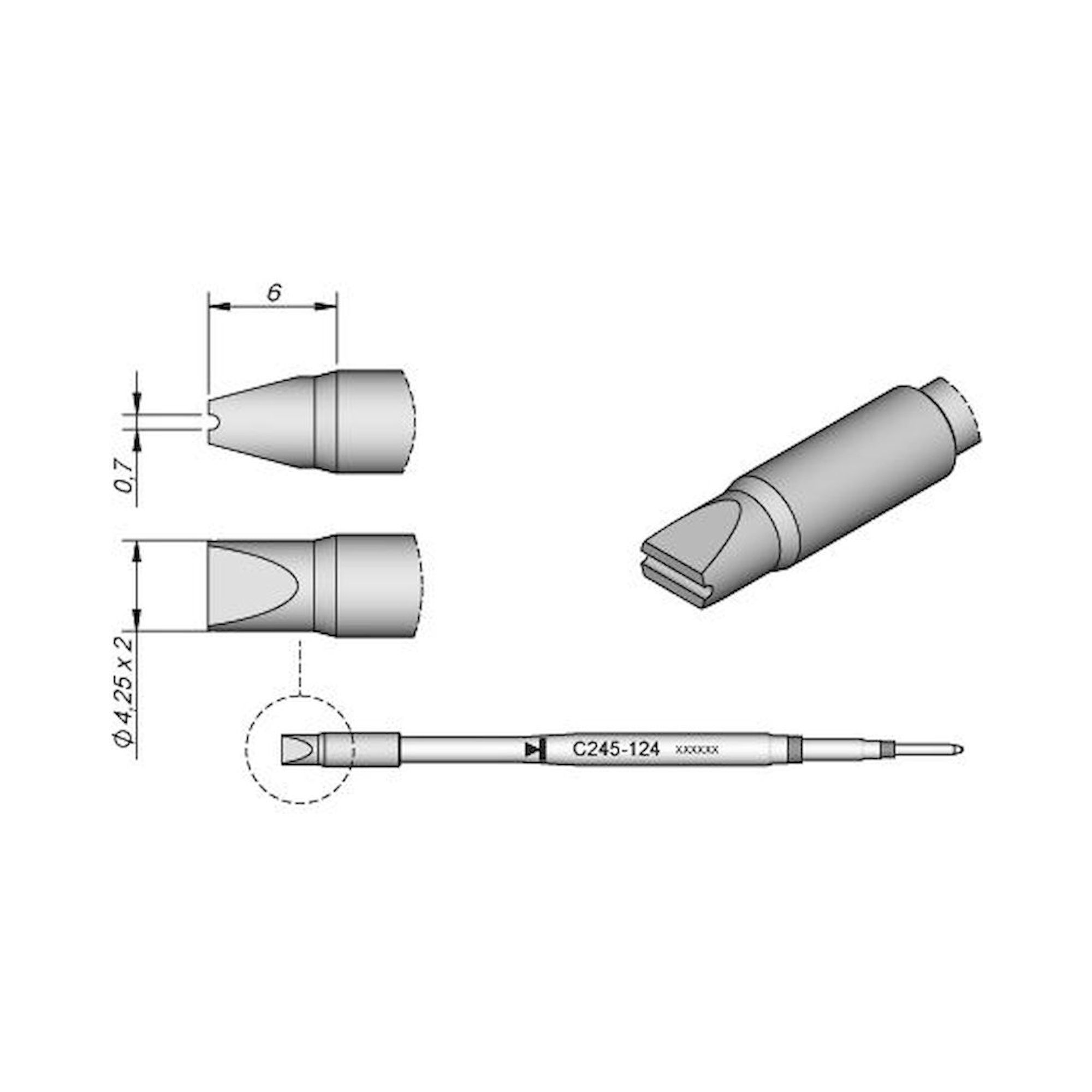 JBC C245124. Special soldering tips series C245, for soldering iron T245