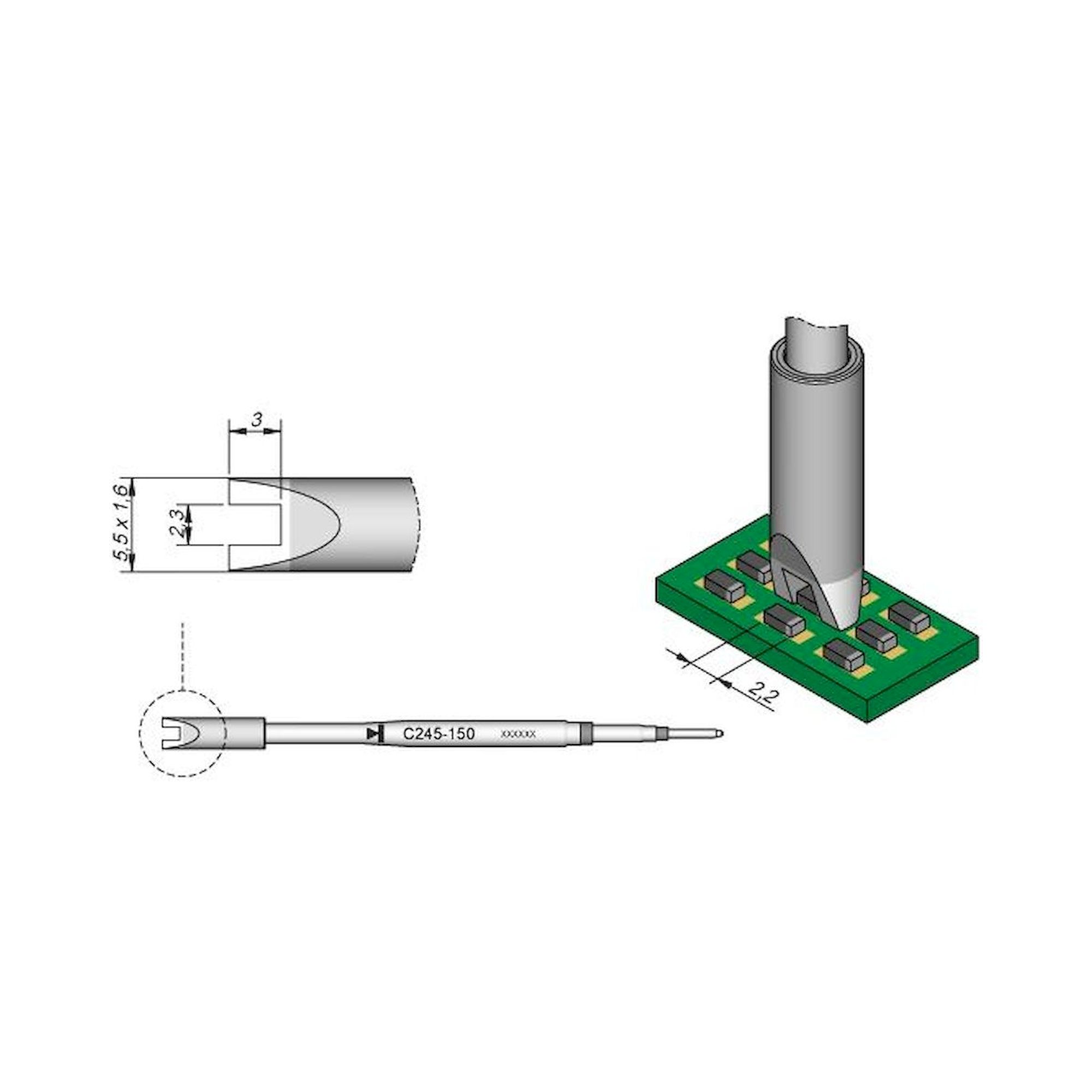 JBC C245150. Special soldering tips, for soldering iron T245, C245150
