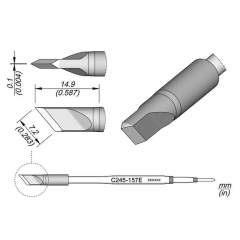 JBC C245157E. Knife-shaped soldering tip, 7.2x2.1 mm for T245, C245157E
