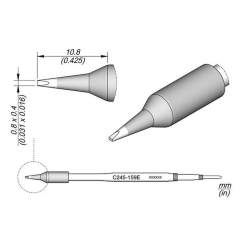 JBC C245159E. Soldering tip chisel-shaped 0.8x0.4 mm for T245, C245159E