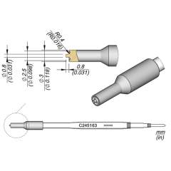 JBC C245163. Special tip with chrome surface for plastic rivets C245163, 2.5 mm