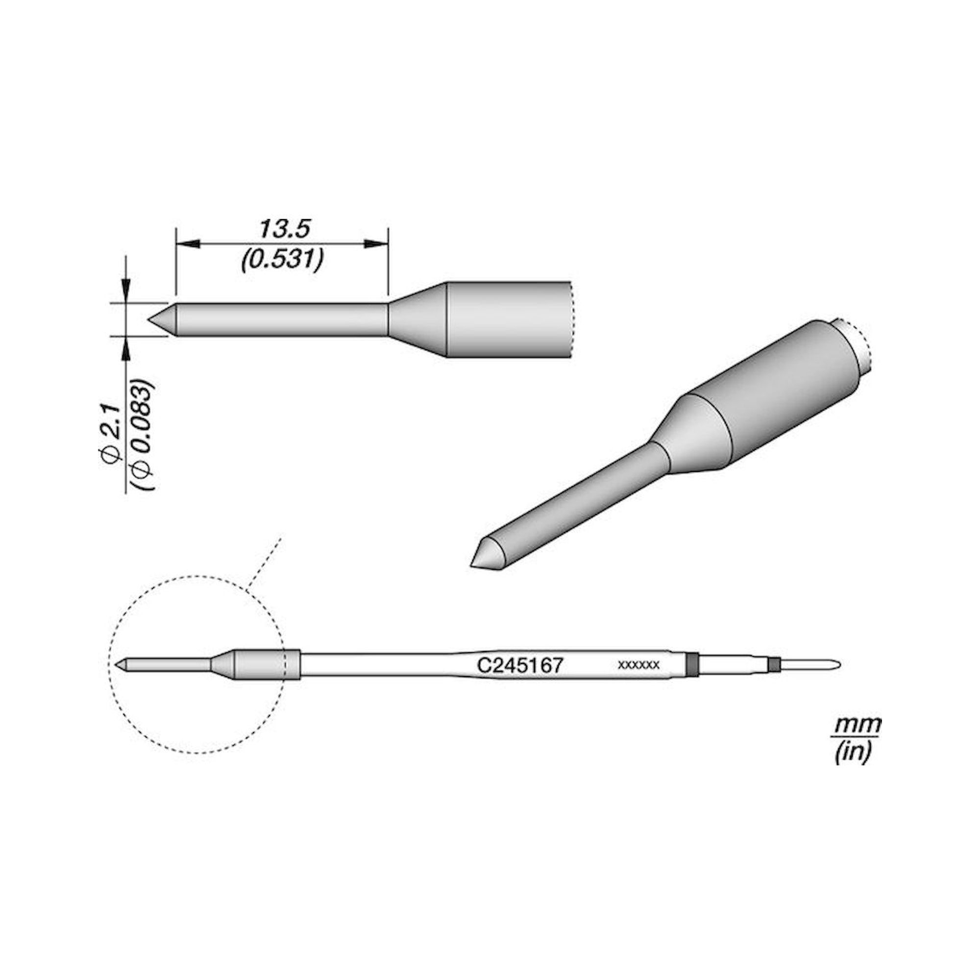 JBC C245167. Soldering tip plastic thermal hole punch, diameter 2,1 mm, C245167