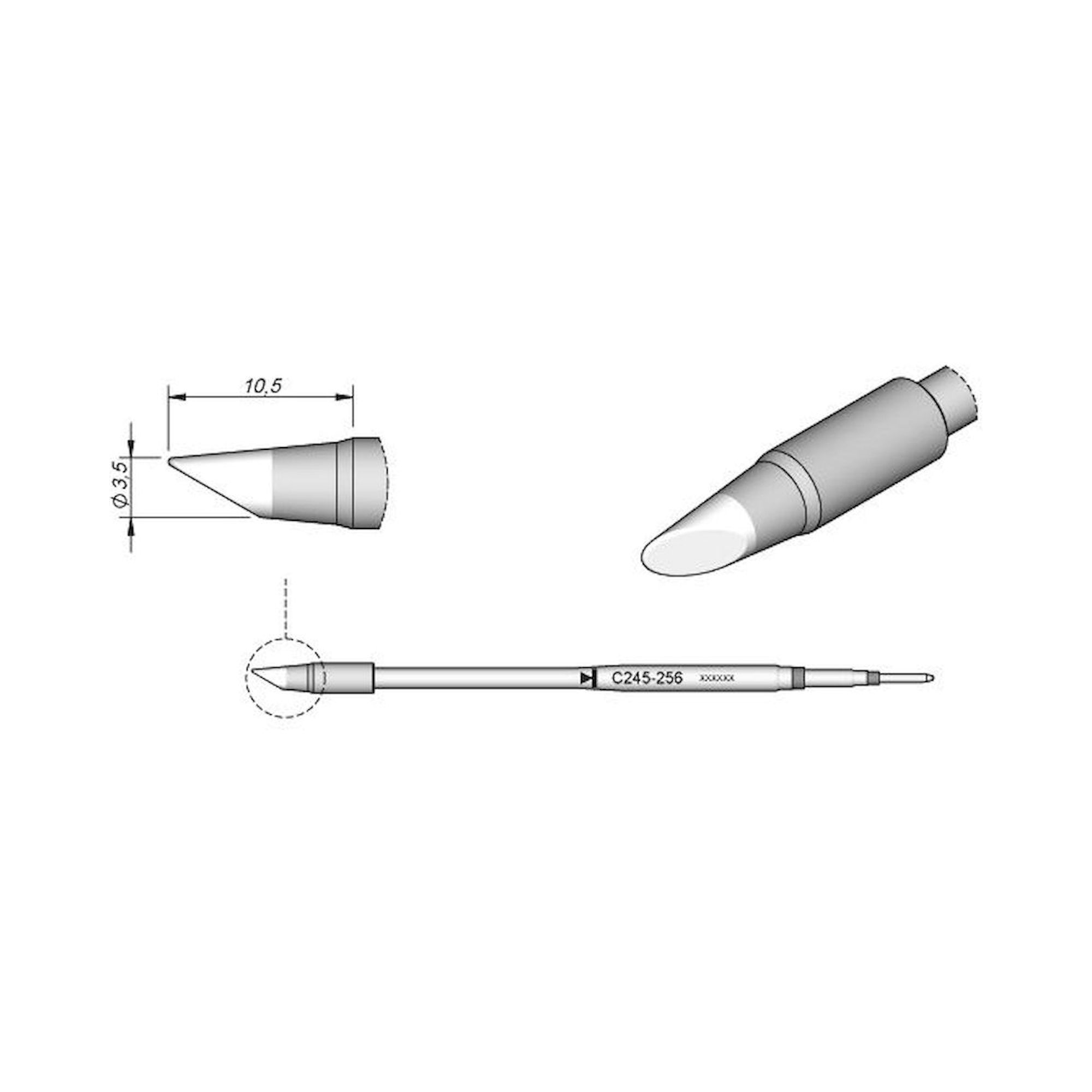 JBC C245256. soldering tip bevelled, D: 3.5 mm, C245256