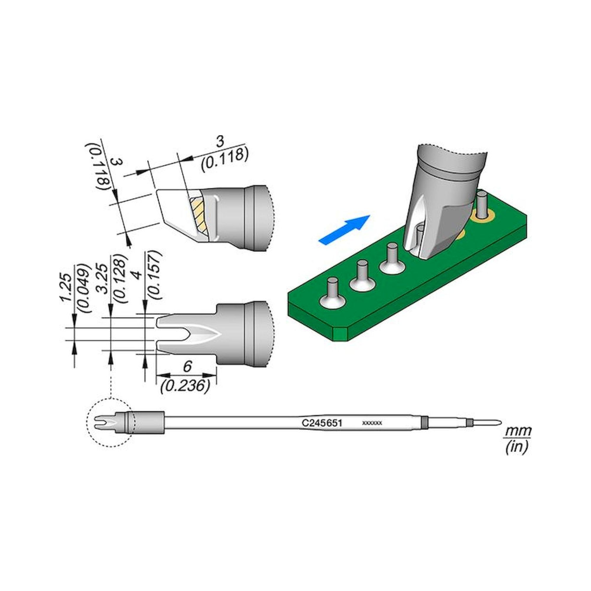 JBC C245651. Soldering tip Drag, 1,25 L, C245651
