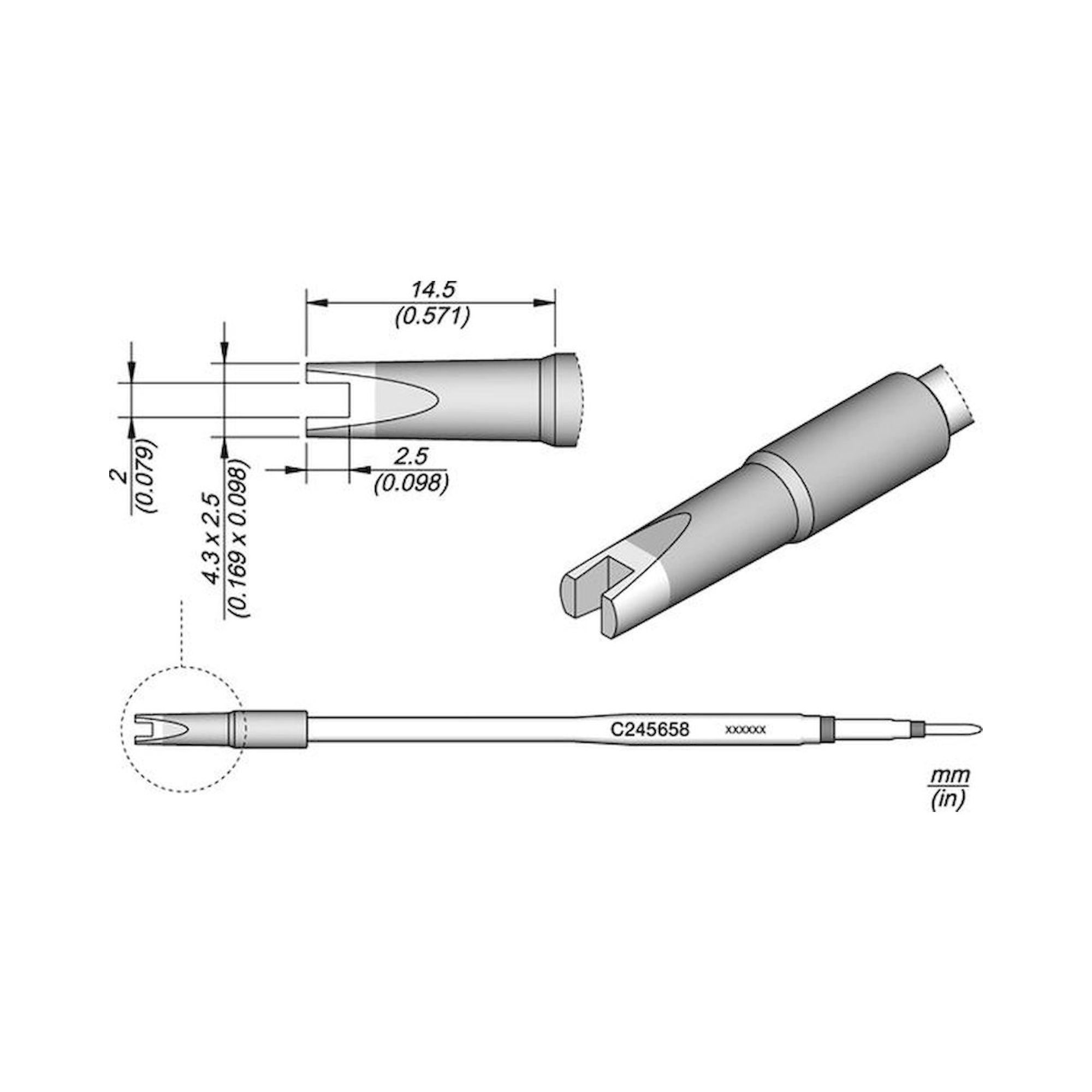 JBC C245658. Soldering tip, chip, 2 L
