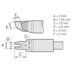 JBC C245669. Soldering tip drag soldering 1.25 mm, C245669