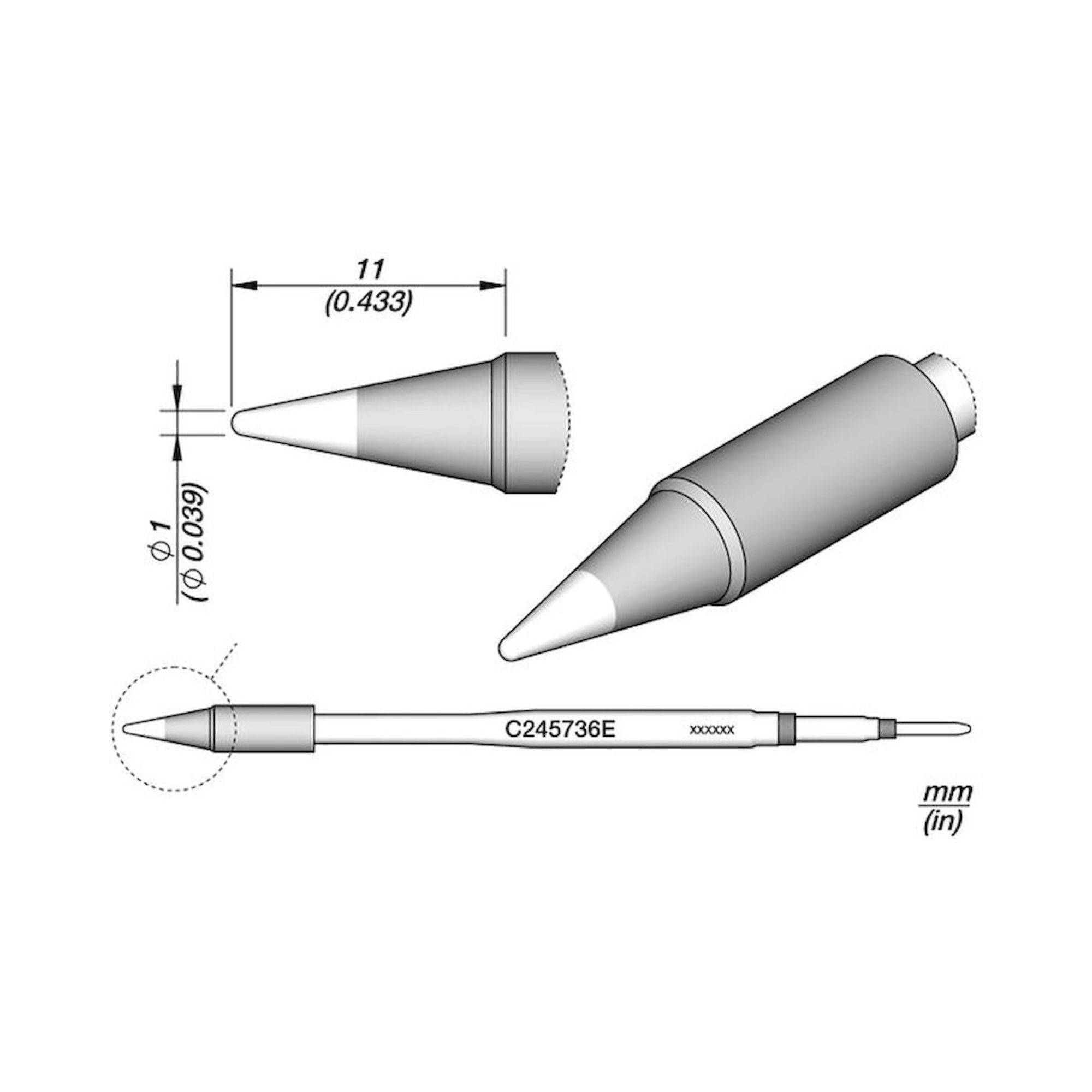 JBC C245736E. Special soldering tips, for T245 soldering iron, C245736E