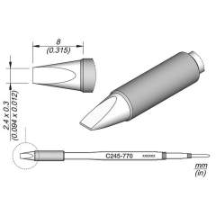 JBC C245770. Chisel shaped soldering tip, 2.4x0.3 mm HT, C245770