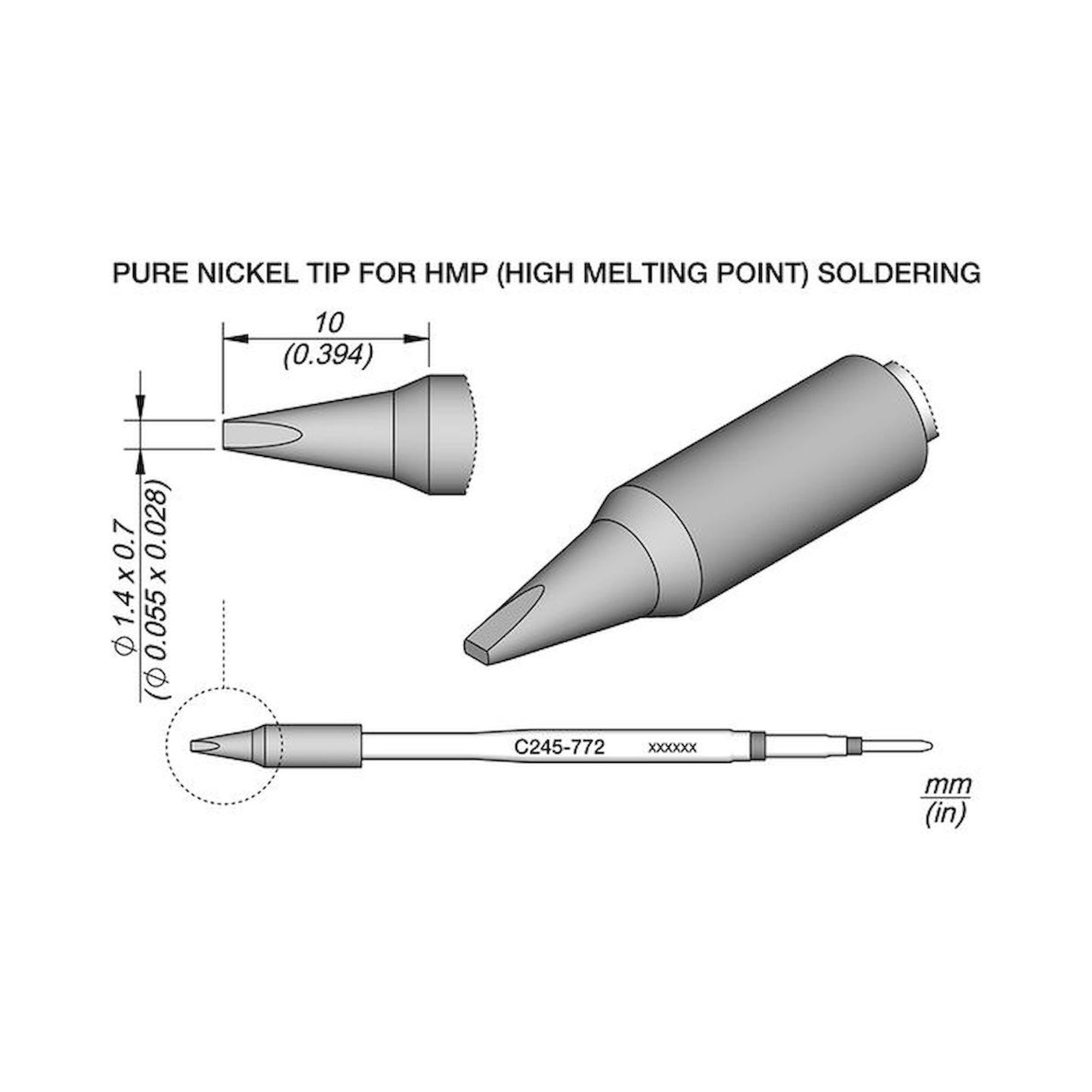 JBC C245772. Special soldering tips, for T245 soldering iron, C245772