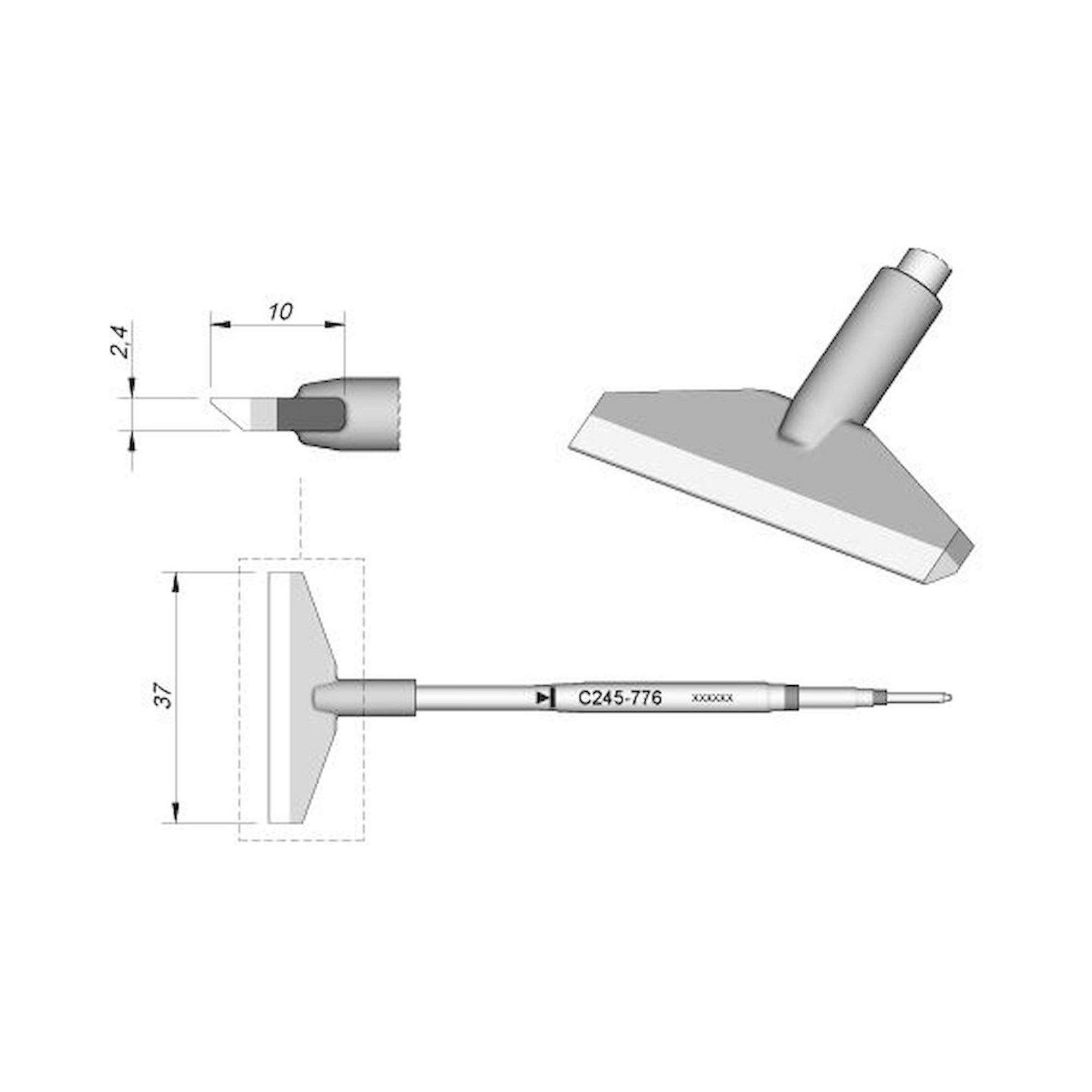 JBC C245776. Blade-shaped soldering tip, B: 37 mm, C245776