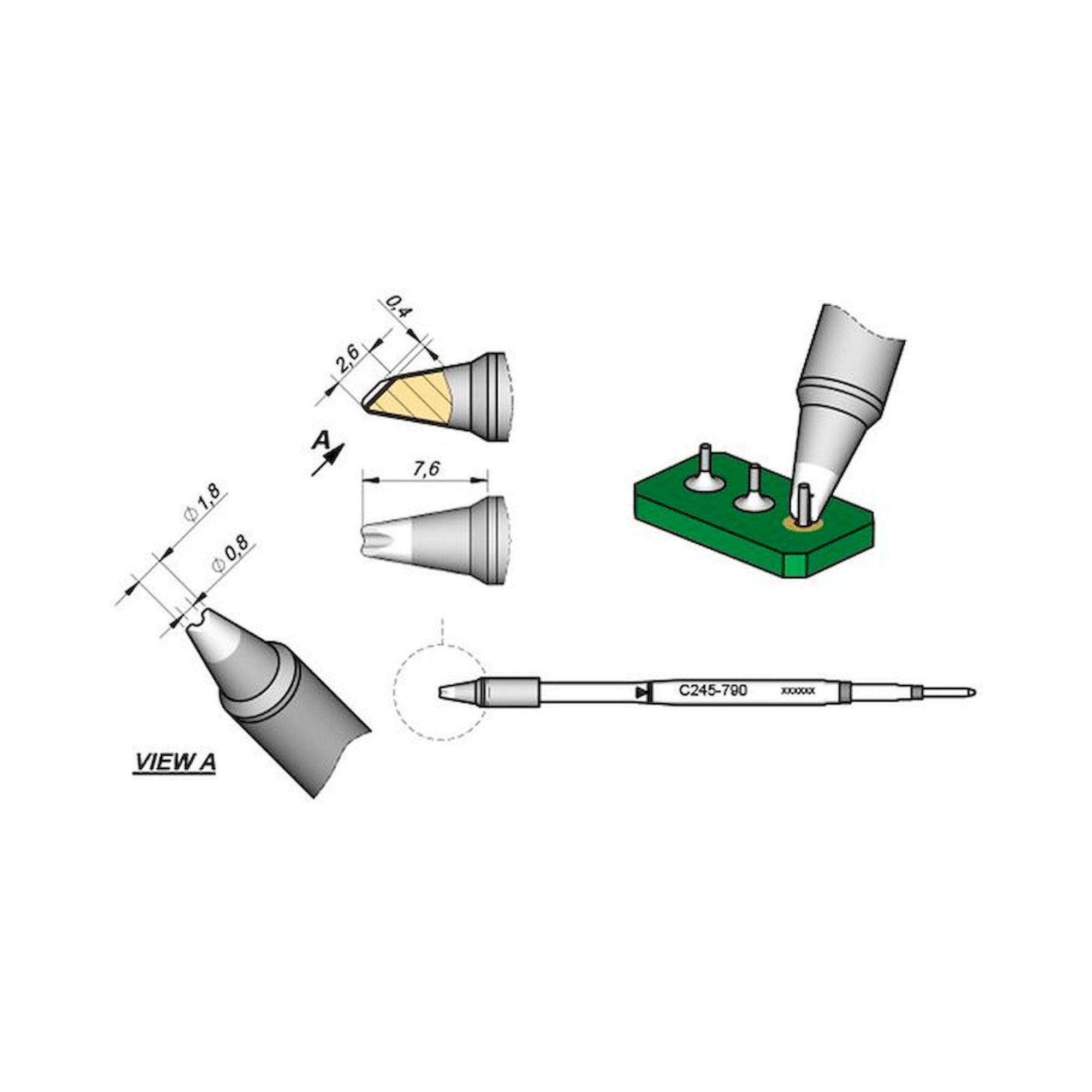 JBC C245790. Soldering tip Pin / Connector, D: 0.8 mm