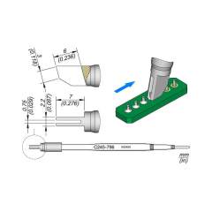 JBC C245796. Soldering tip 2.2x0.75 mm, through tip, C245796