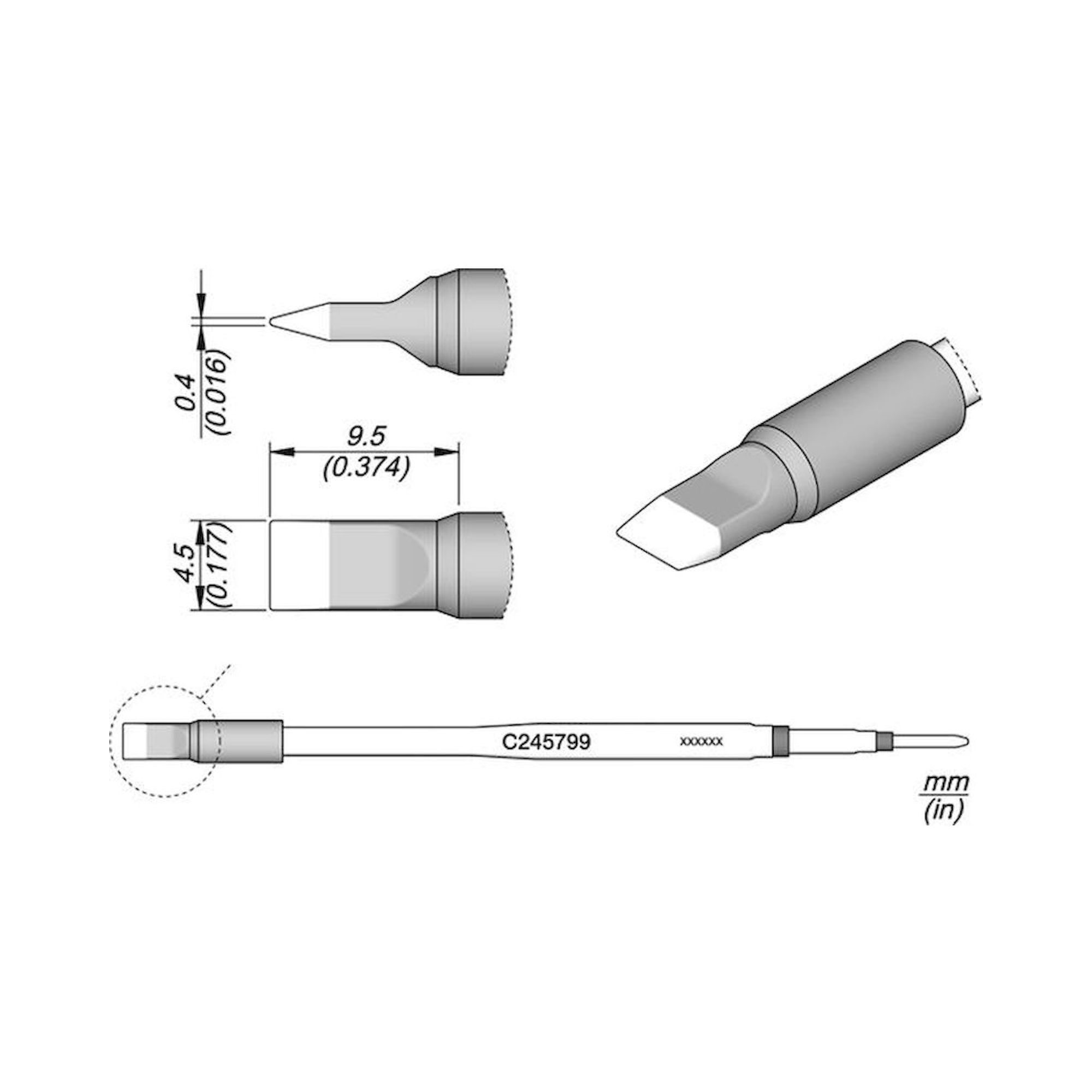 JBC C245799. Soldering tip blade, 4,5 mm, C245799