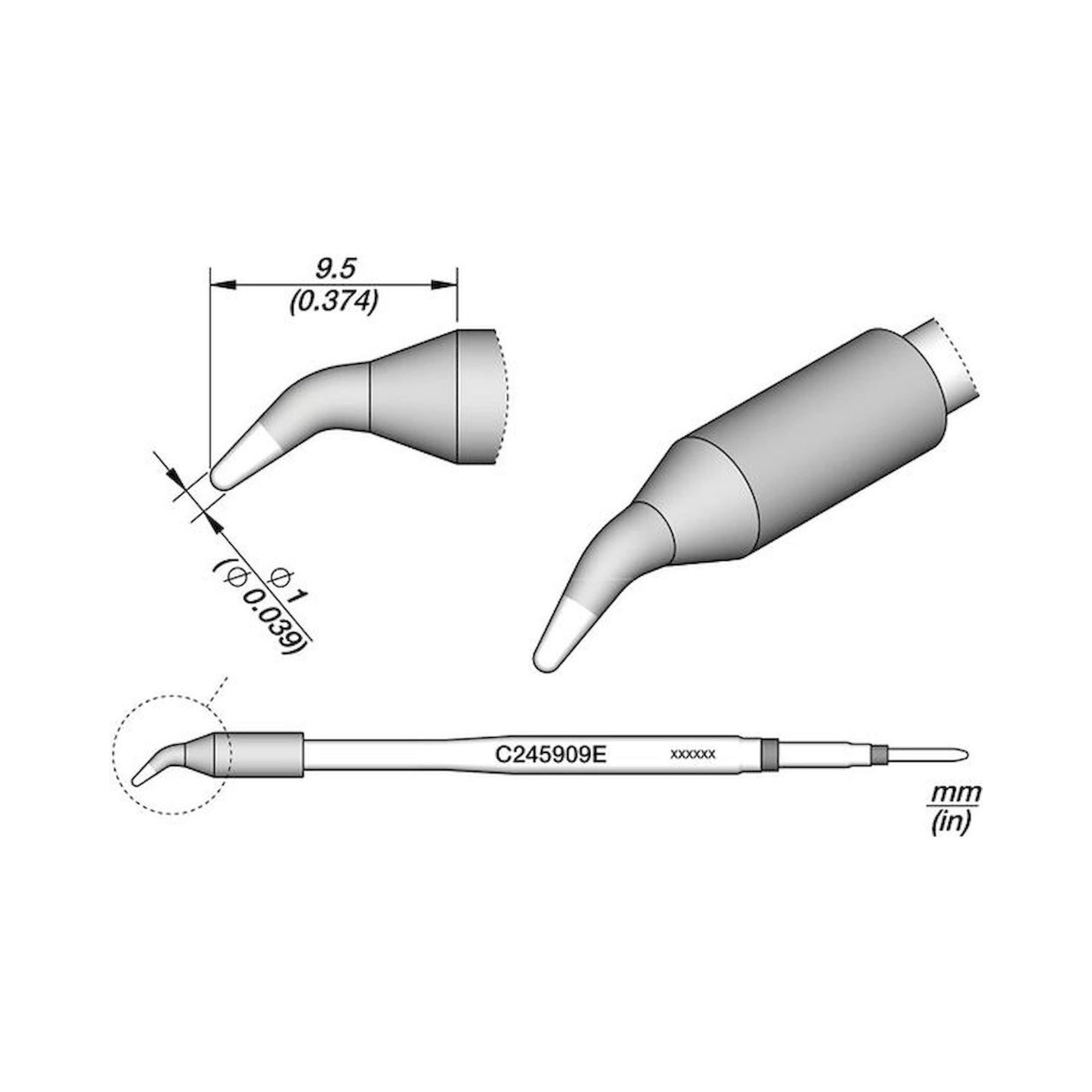 JBC C245909E. Special soldering tips, for T245 soldering iron, C245909E
