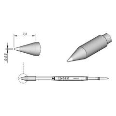 JBC C245937. Soldering tip conical, D: 0.6 mm, C245937