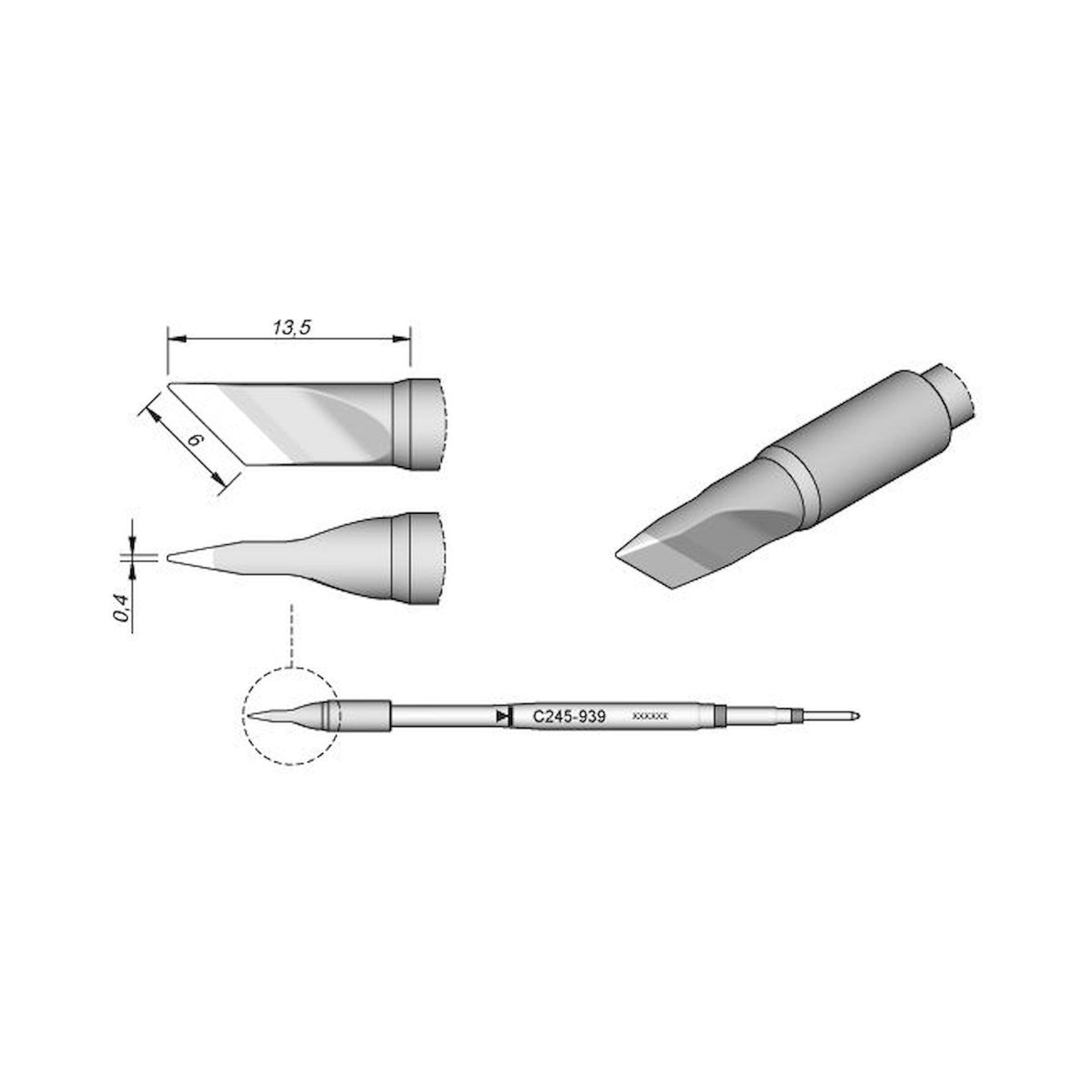 JBC C245939. Lötspitze messerförmig, 6x0,4 mm, C245939