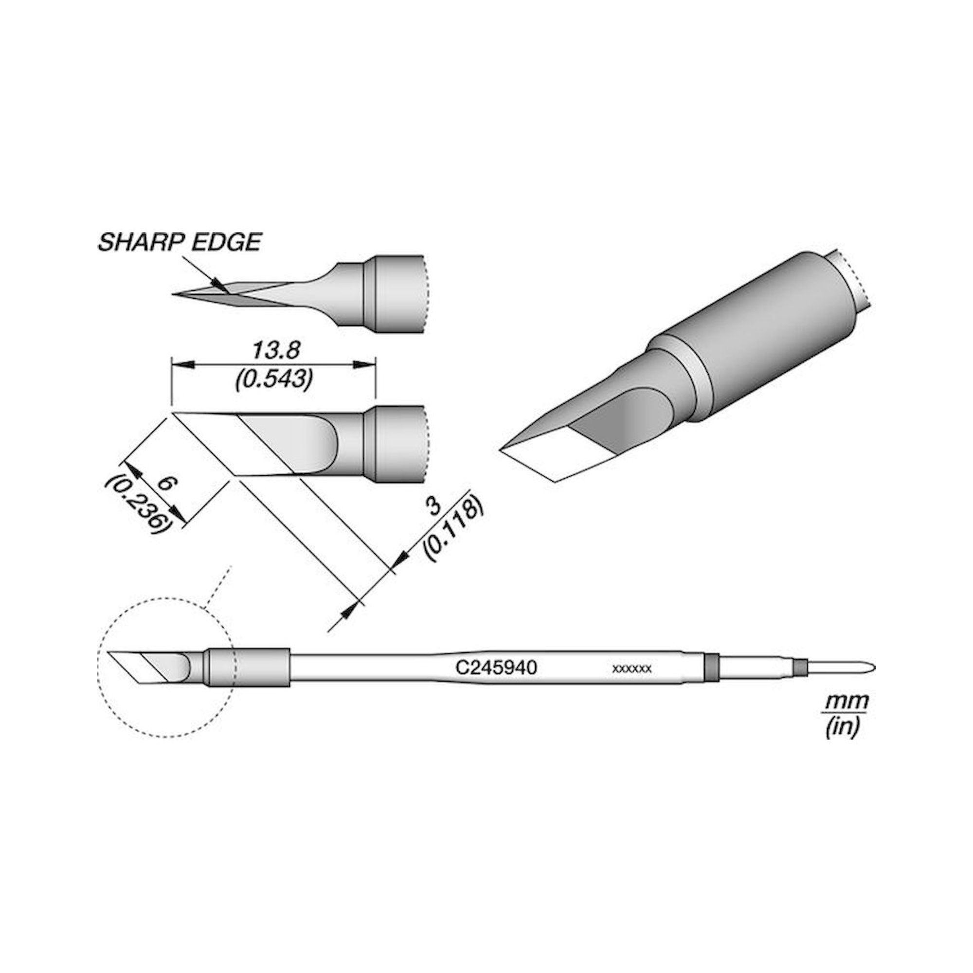 JBC C245940. Soldering tip knife, 6x0,1 mm, C245940