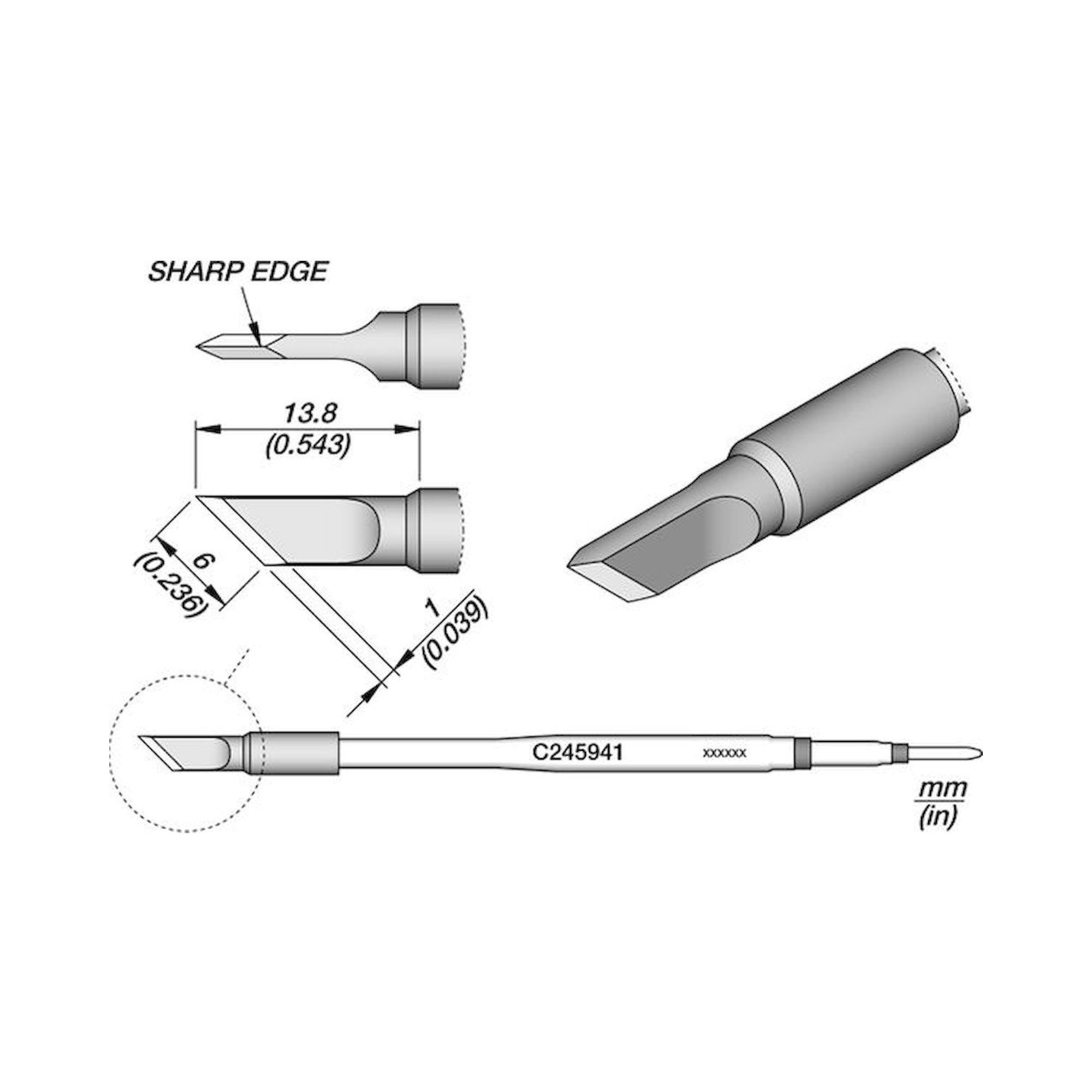 JBC C245941. Soldering tip knife, 6x0,1 mm, C245941