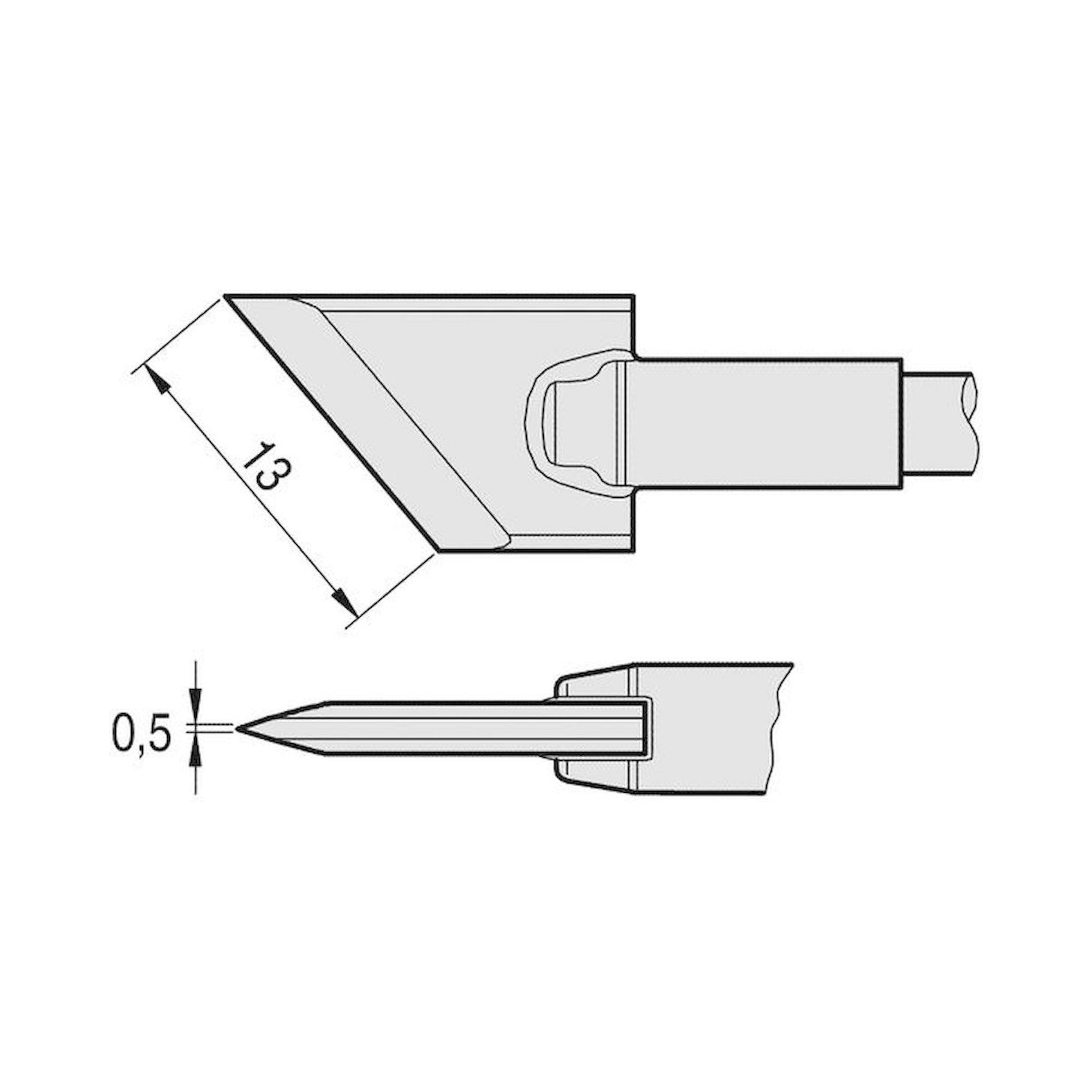 JBC C245955. Knife shaped soldering tip, 13x0.5 mm, C245955