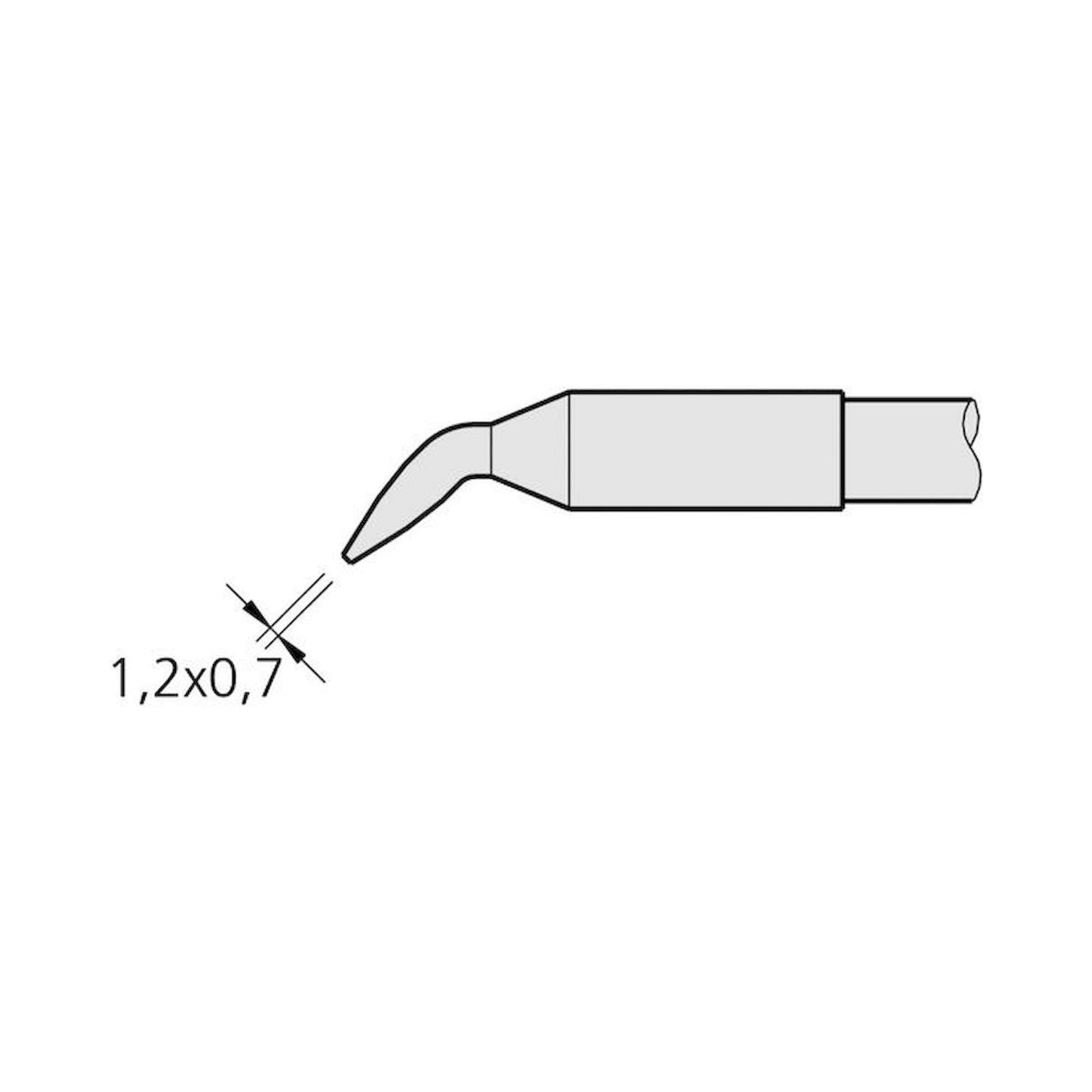 JBC C250404. Soldering tip chisel-shaped, curved, 1.2x0.7 mm, C250404