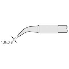 JBC C250405. Soldering tip chisel-shaped, curved, 1.8x0.8 mm, C250405