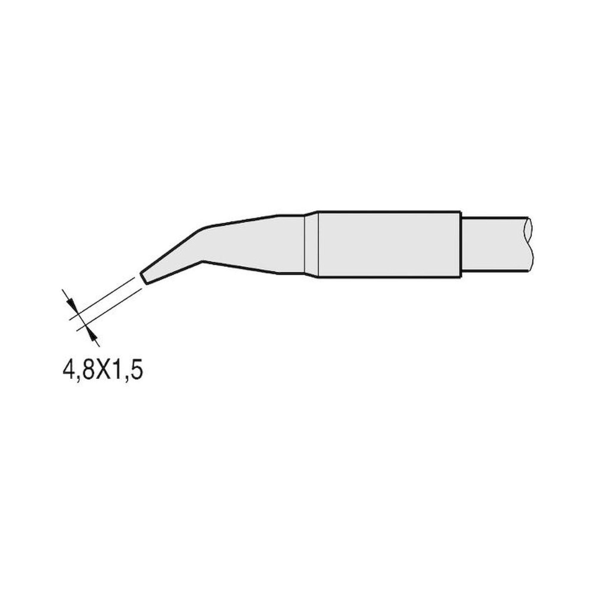 JBC C250412. Soldering tip chisel-shaped, curved, 4.8x1.5 mm, C250412