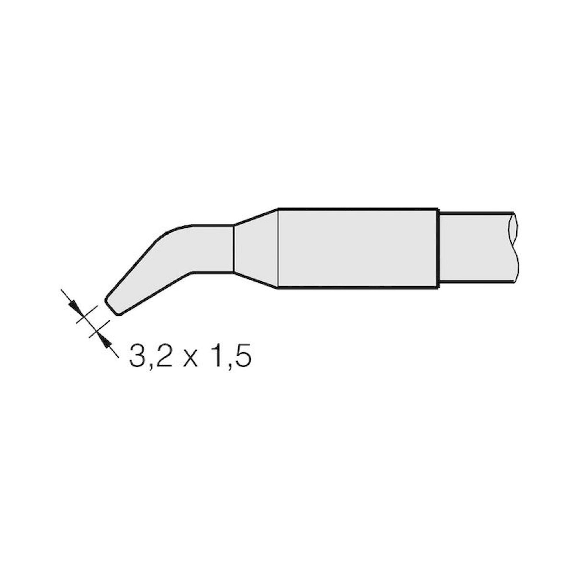 JBC C250418. Soldering tip chisel-shaped, curved, 3.2x1.5 mm, C250418