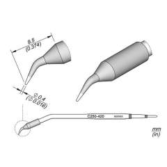 JBC C250420. Soldering tip chisel-shaped, curved, D: 0.4 mm, C250420