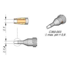 JBC C360003. Desoldering nozzle D: 1 mm, throughhole, C360003