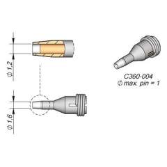 JBC C360004. Desoldering nozzle D: 1.2 mm, throughhole, C360004