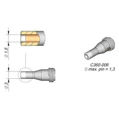 JBC C360006. Desoldering nozzle D: 1.5 mm, throughhole, C360006