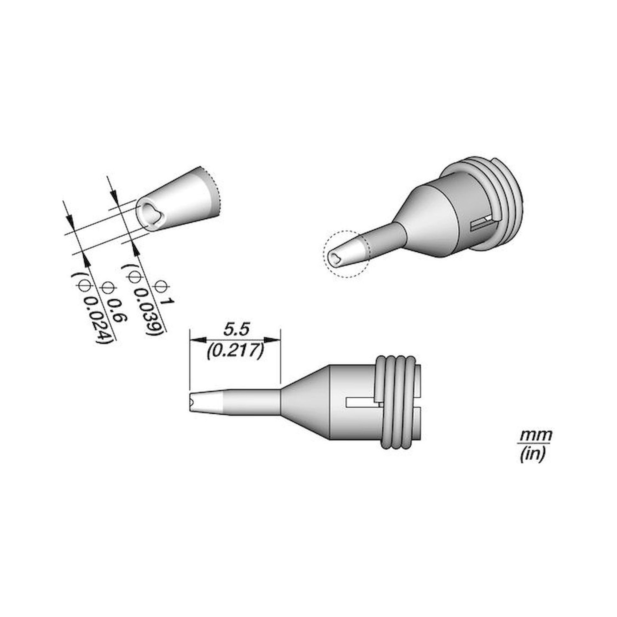 JBC C360011. Desoldering nozzle for pad cleaning, D: 0.6 mm, C360011