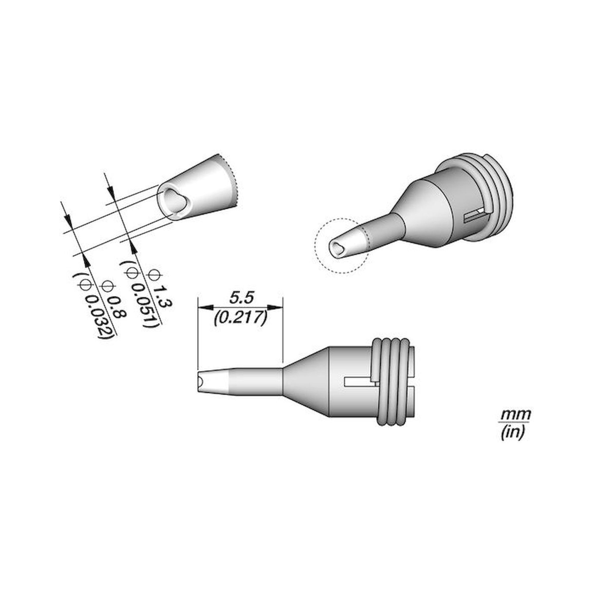 JBC C360012. Desoldering nozzle for pad cleaning, D: 0.8 mm, C360012