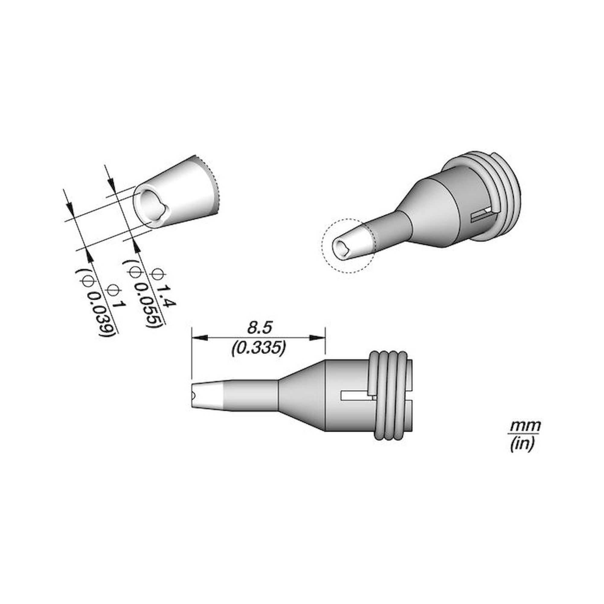 JBC C360013. Desoldering nozzle for pad cleaning, D: 1 mm, C360013