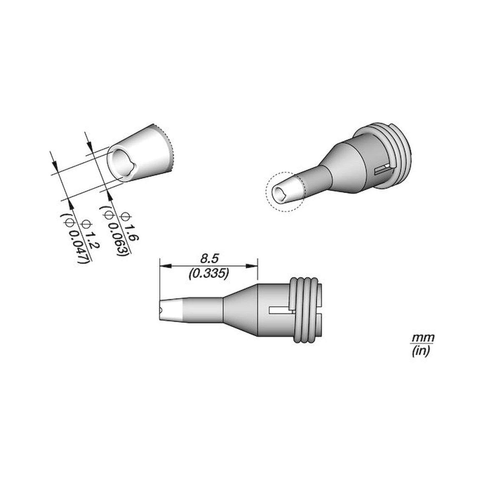 JBC C360014. Desoldering nozzle for pad cleaning, D: 1,2 mm, C360014