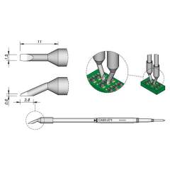 JBC C420271. Soldering tip for chip, bevelled 1.5 mm, C420271