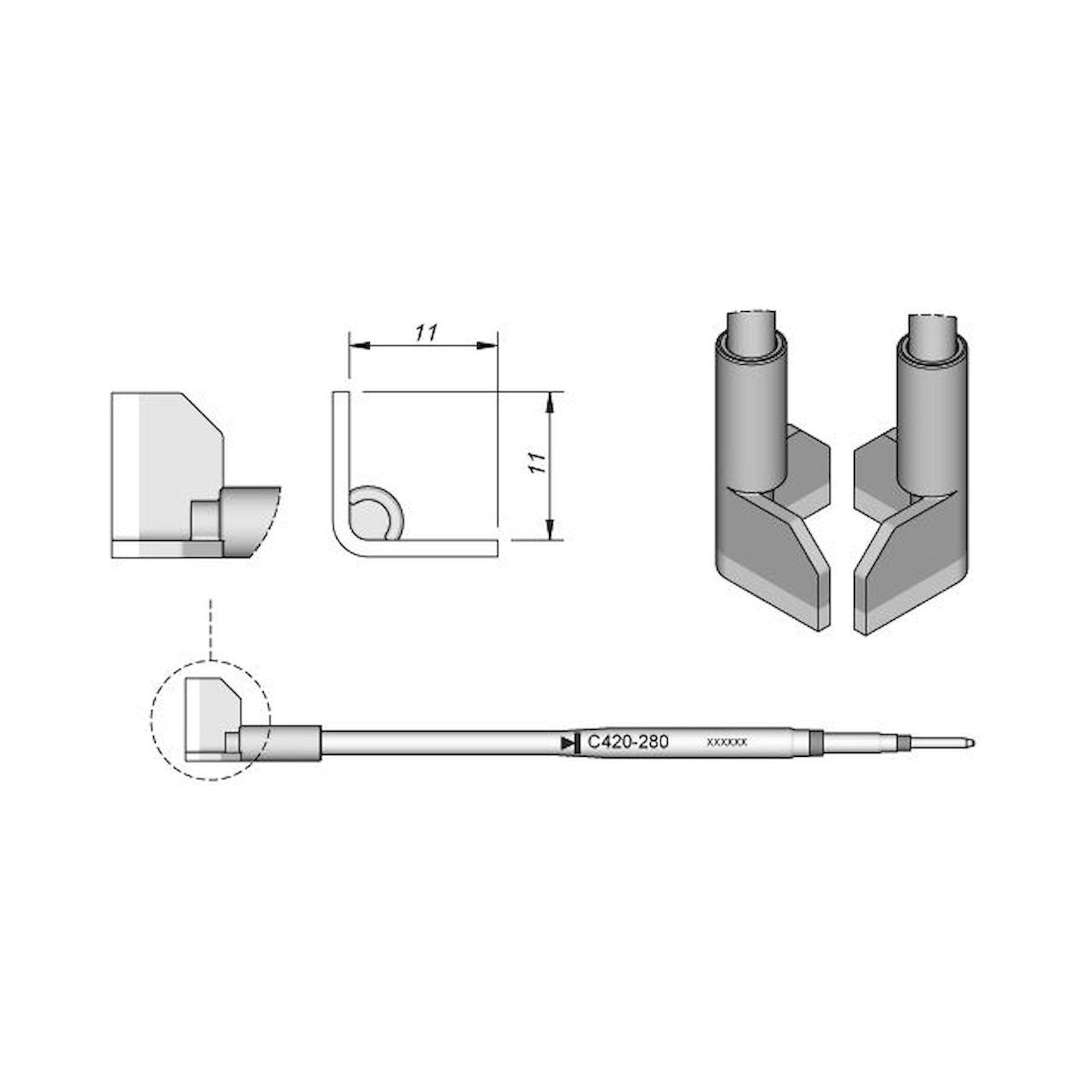 JBC C420280. Soldering Tip for QFP/PLCC, 11 mm